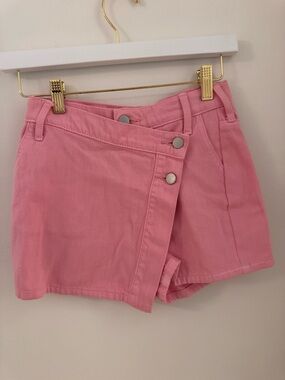 Women's Pink Asymmetrical Wrap Denim Skort - Never Worn